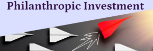 Purple box with inlaid image of a red paper airplane breaking off from a fleet of white paper airplanes, with text: Blog post - Advance Equity with a Pivot to Your Philanthropic Investment