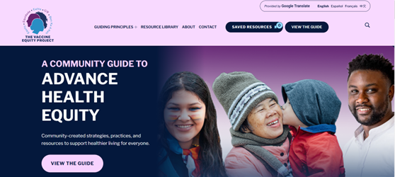 screenshot of A Community Guide to Advance Health Equity