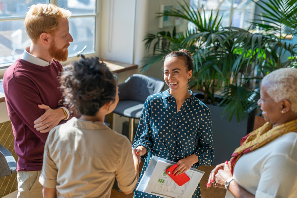 Businesspeople Meeting and Shaking Hands stock photo